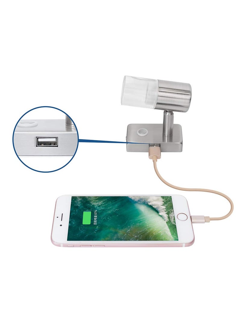 lighteu 12V Reading Light LED RV Interior 3W with USB Port (5V/2A) Bedside, Designed for Reading, Boat, Yacht, and Caravan,Touch Switch Dimmable Warm Two Pack(Nickel 2X A2-USB) - Image 3
